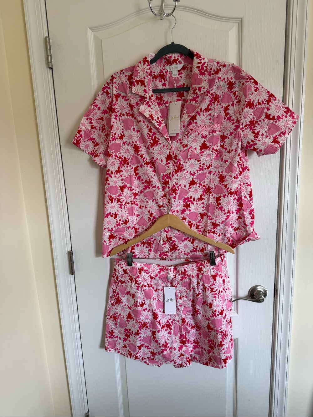 Pink Floral Short Pajama Set -